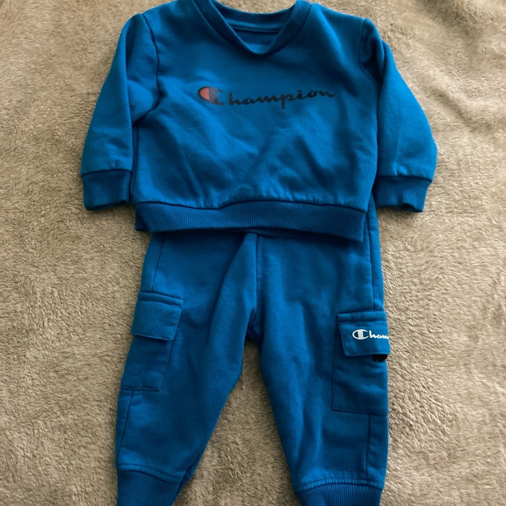 Champion Teal Blue Kids Two-Piece Sweatshirt & Cargo Joggers